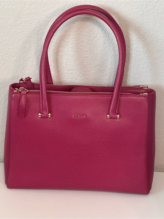 Furla Handbags - Furla Lotus Tote Bag in Vibrant Rose Pink Textured Leather EUC